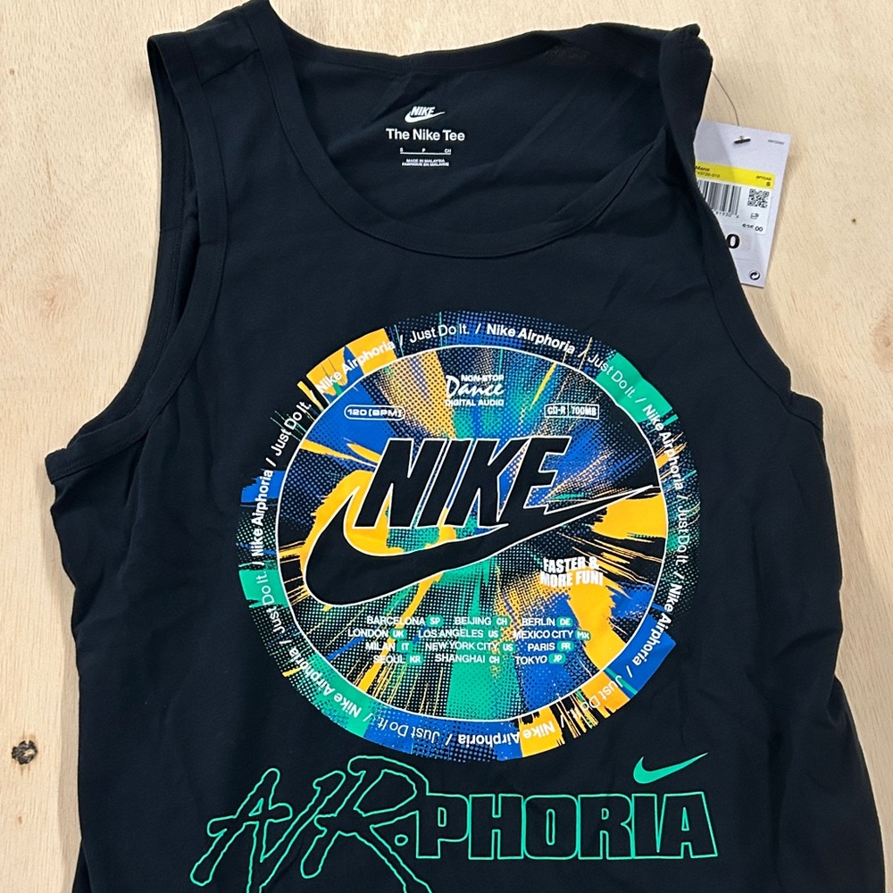 Nike Airphoria Mens Graphic Tank Top Black FV3726-010 Size Small NWT